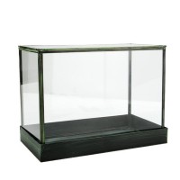 12.25" Rectangular Table Top Glass Terrarium with Green Metal Base   